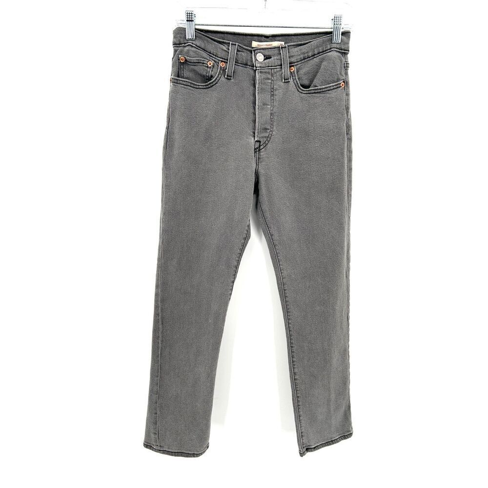 LEVI'S Women's Gray Wedgie Straight Leg High Rise Button Fly Denim Jeans Size 28
